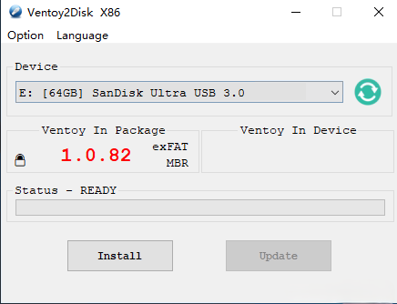 Ventoy2Disk compact GUI overview